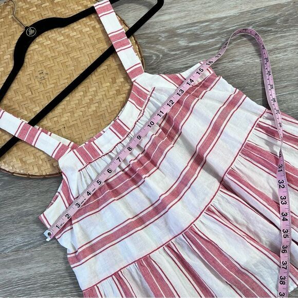 Ann Taylor loft red and white striped peplum sleeveless blouse - Picture 7 of 8